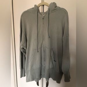 Aerie Down to Earth oversized full zip hoodie seafoam green, size L